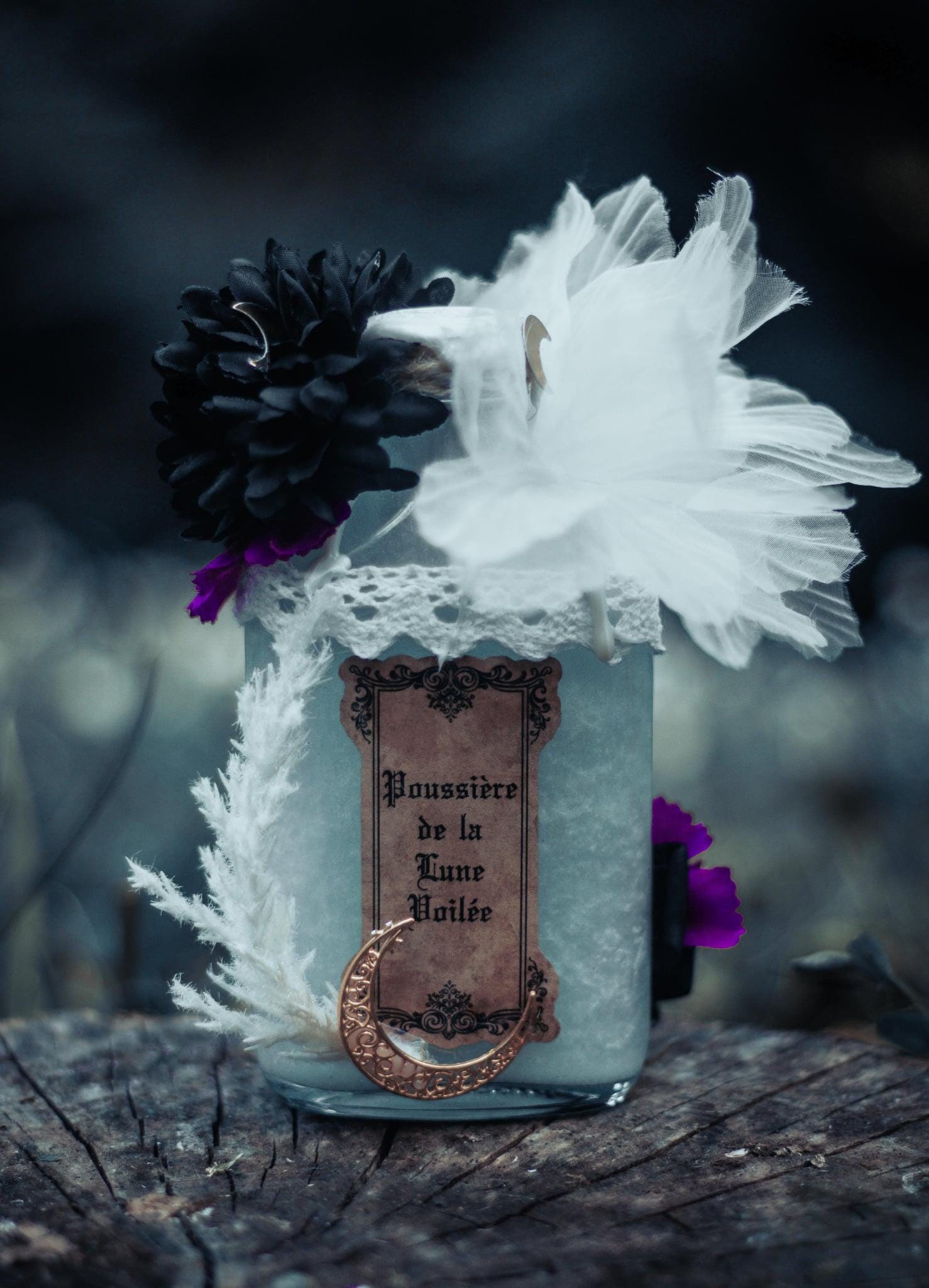 Poussière de la Lune Voilée – Potion Magique Blanche | Fiole Décorative Lunaire | Élixir Féérique & Mystique