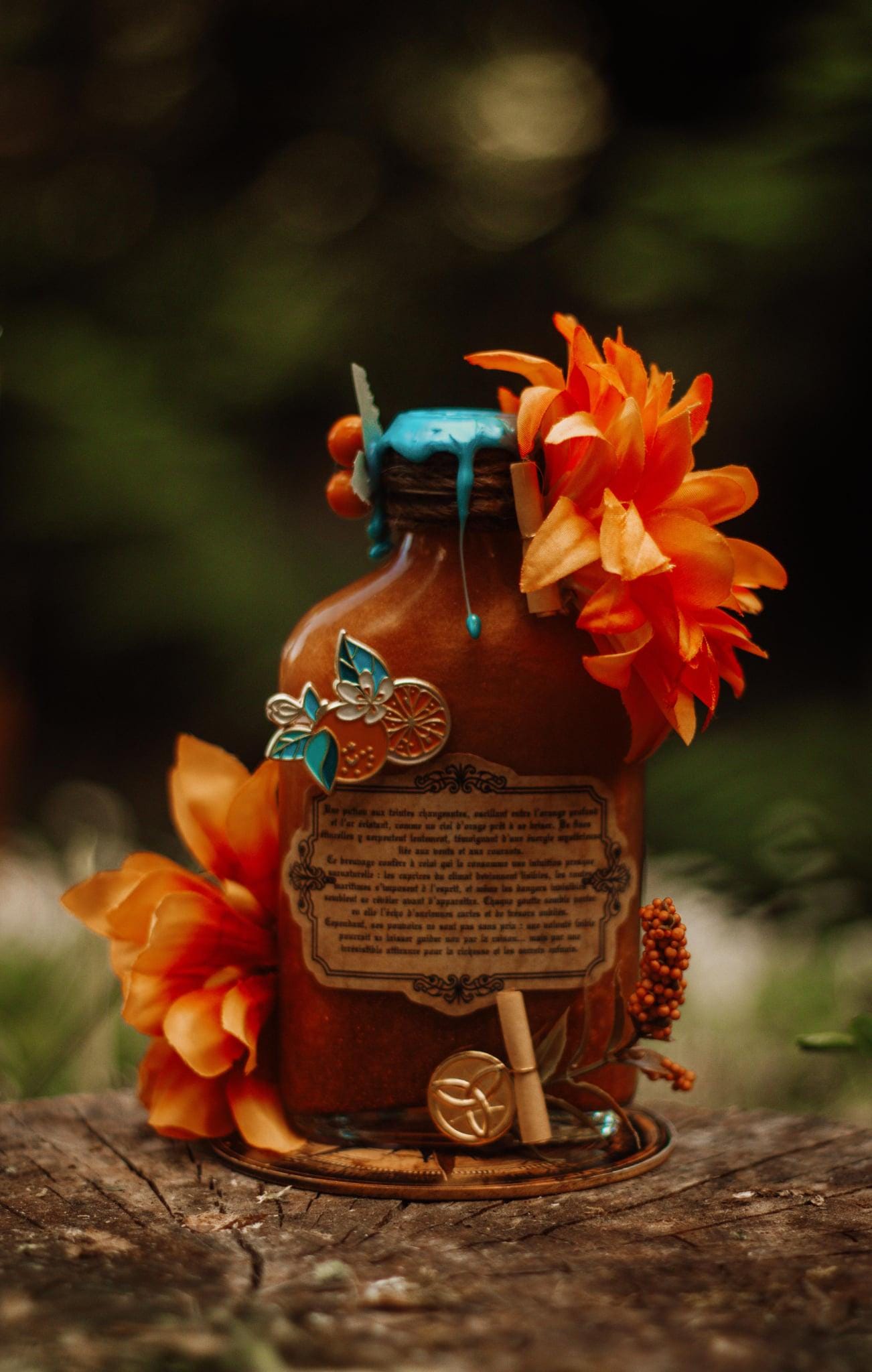 Potion de la Navigatrice – Fiole Magique Orange | Élixir d’Aventure | Décoration Fantasy & Maritime